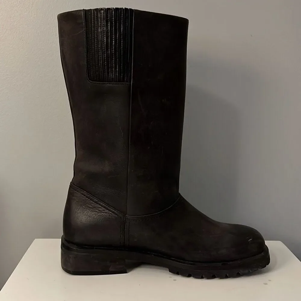 Timberland Women's Black Slip On Waterproof Leather High Riding Boots